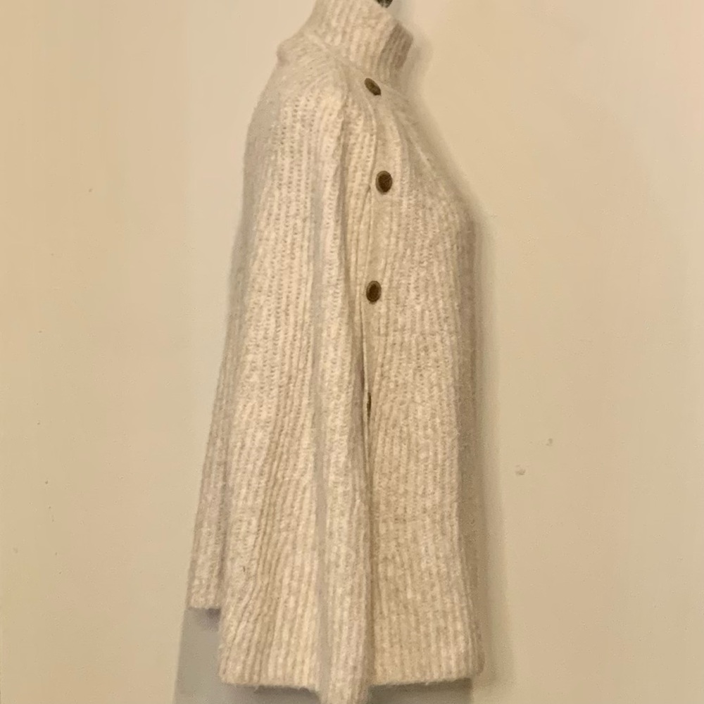 J. Crew Neutral Ribbed Button-Shoulder Poncho - Picture 7 of 12